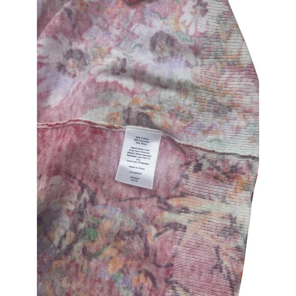 Women’s Red Floral Cardigan Large Lightweight Button Front Casual Cottagecore - Picture 6 of 7